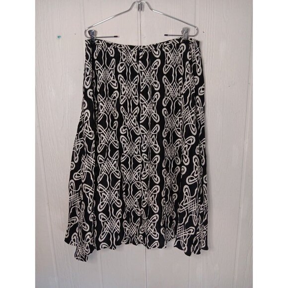 Chico's Dresses & Skirts - Chicos 3 Womens 16 Midi Skirt Black White Boho Print 100% Silk Lined Pull On